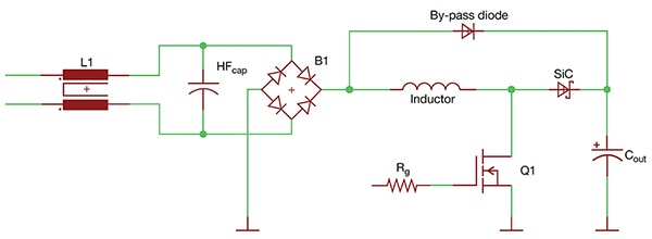 Typical active PFC stage implemented in an AC/DC power supply (click to enlarge) Image of typical active PFC stage implemented in an AC/DC power supply (click to enlarge)