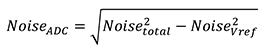 〖Noise〗_ADC=√(〖Noise〗_total^2-〖Noise〗_Vref^2 ) Equation 2