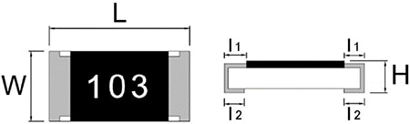 Mechanical dimension callouts of the Stackpole RVCU series of surface-mount chip resistors Image of mechanical dimension callouts of the Stackpole RVCU series of surface-mount chip resistors