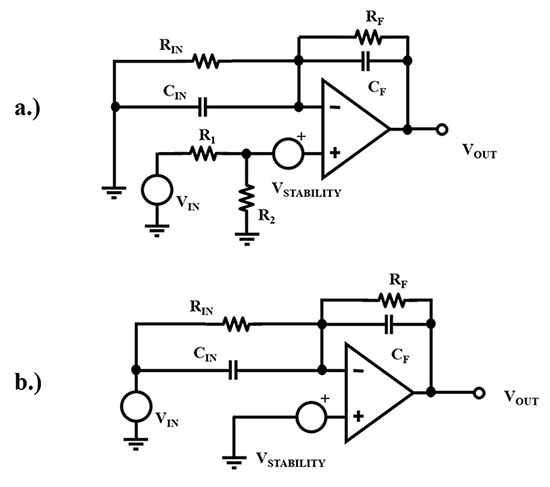 A non-inverting op amp circuit and inverting op amp circuit
