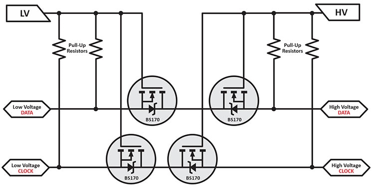 Isolated bus lines in a translated data communication circuit