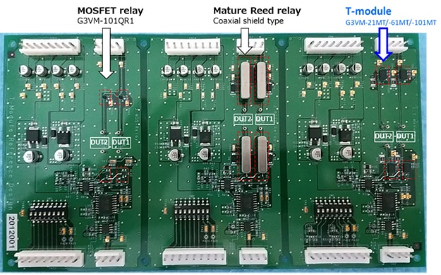 Reference design board with three different relay types