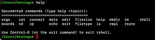 Supported Commands by Typing Help