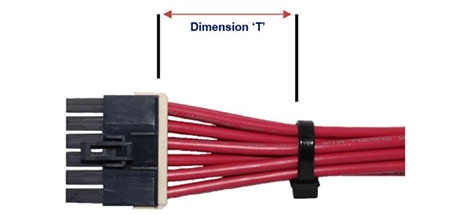 Molex recommends following the ‘T Dimension’, allowing a bend radius after a specific measurement to protect the electrical connection of the cable assembly