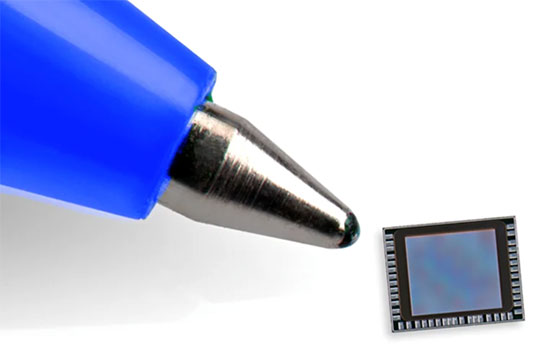Optical sensor at the heart of the promodules, measuring just 2.73 by 2.16 mm