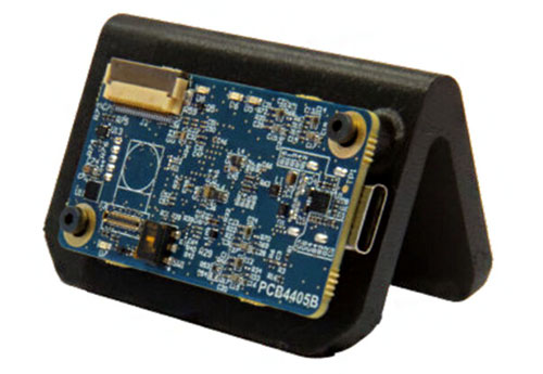 The STEVAL-55G1MBI1 S-Board plugs into the STEVAL-EVK-U0I1 USB kit, which is connected to a PC via a USB connector