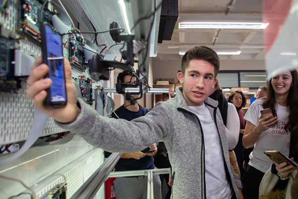 Students visiting the remote lab equipment in person