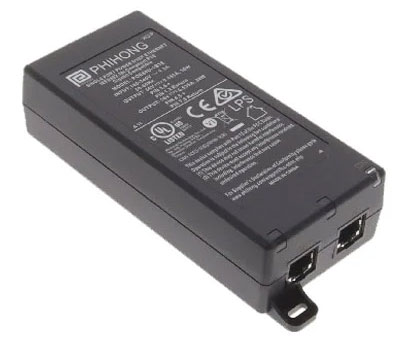 Phihong USA’s POE60U-1BTE-R single port multi-gig Power-over-Ethernet IEEE802.3bt power injector
