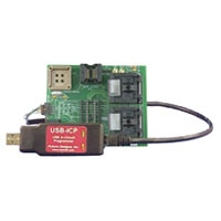 SAB9 shown with attached USB-ICP-LPC9xx for testing SAB9- Socker Adapter Board
