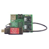 SAB9 shown with attached USB-ICP-LPC9xx for testing SAB9- Socker Adapter Board