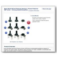 Image of Honeywell's product page describing the basic board mount pressure sensors Basic Board Mount Pressure Sensors