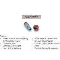 Modular plastic circular push-pull latching connectors REDEL Series 1P and 2P