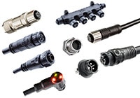 Amphenol's X-Lok Mini A Series Connectors with LED Indicators Immagine dei connettori serie X-Lok mini A con indicatori LED di Amphenol