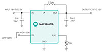 Analog Devices' MAX38650 nanoPower Buck Converter (click to enlarge) Image of Analog Devices' MAX38650 nanoPower Buck Converter