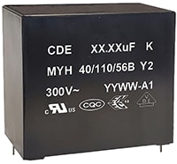 Cornell Dubilier's MYH Series Y2 EMI RFI Suppression Capacitors Image of Cornell Dubilier's MYH Series Y2 EMI RFI Suppression Capacitors