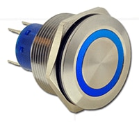 E-Switch's ULV8 Series Anti-vandal Switch Immagine dell'interruttore antivandalismo serie ULV8 di E-Switch