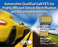 EPC's EPC2218A and EPC2204A GaN FETs Image of EPC's EPC2218A and EPC2204A GaN FETs