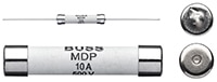 Eaton High Voltage ¼” x 1 ¼” Time Delay Ceramic Fuses – MDP Series Immagine dei fusibili ceramici ritardati 6,3 x 32 mm ad alta tensione serie MDP di Eaton