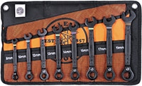 Klein Tools' 90-Tooth Ratcheting Box Wrench Set, Metric, 8-Piece Image of Klein Tools' 90-Tooth Ratcheting Box Wrench Set, Metric, 8-Piece