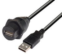 L-Com's WPUSBAX-05M Waterproof Panel Mount USB Cable Image du câble USB étanche à montage sur panneau WPUSBAX-05M de L-com