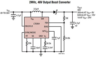 Analog Devices' LT8364's Typical Applications Chart Image of LT8364's Typical Applications Chart
