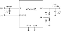 MPS' MPM3510A 36V 1.2A Step-Down Converter Image of MPS' MPM3510A 36V 1.2A Step-Down Converter
