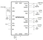 MPS' MPM54304 DC/DC Stepdown Power Module Application Diagram Image of MPS' MPM54304 DC/DC Stepdown Power Module Application Diagram