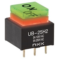 NKK Switches' UB Series Low-Profile Pushbuttons and Indicators Immagine dei pulsanti e degli indicatori a profilo ribassato serie UB di NKK Switches