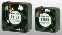 Nidec Components' F251R/F251RF/F310R Series Subminiature Brushless DC Fans Image of Nidec Components' F251R/F25RF/F310R Series Subminiature Brushless DC Fans