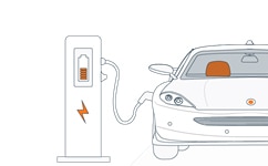 EV Charging Station Illustration of an EV charging station with a vehicle charging