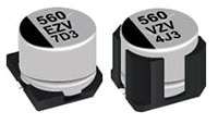 Panasonic EEH ZV(U) Series Hybrid Aluminum Electrolytic Capacitors Image of Panasonic EEH ZV(U) Series Aluminum Electrolytic Capacitors