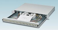 Phoenix Contact's FDX20 Splice Boxes for 19” Rack Immagine delle scatole di giunzione FDX20 di Phoenix Contact per rack da 19"