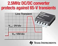 Texas Instruments' TPS54160 2.5 MHz DC/DC Converters Image of Texas Instruments' TPS54160 2.5 MHz DC/DC Converters