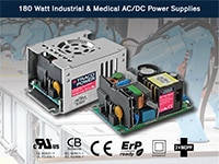 TRACO Power's TPP 180 and TPI 180 AC/DC Power Supplies Image des alimentations CA/CC TPP 180 et TPI 180 de TRACO Power