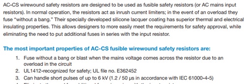 Silent Fusing of AC-CS Safety Wirewound Resistors Silent Fusing of AC-CS Safety Wirewound Resistors