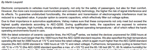 MLCCs for Automotive Electronics MLCCs for Automotive Electronics