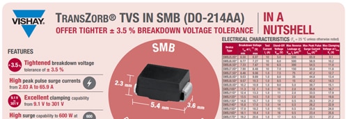 Document sur les TVS TransZorb® Image du document sur les diodes TVS TransZorb®