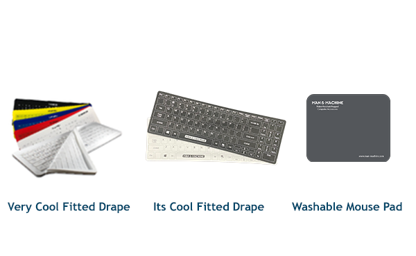 Man & Machine's Disinfectable Fitted Keyboard Drapes and Disinfectable Mouse Pad Image of Man & Machine's Disinfectable Fitted Keyboard Drapes and Disinfectable Mouse Pad