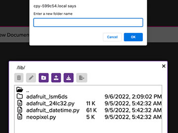CircuitPython Web Workflow Code Editor Quick Start Image of CircuitPython Web Workflow Code Editor Quick Start