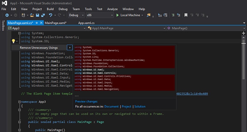 Figure 11: Remove Unnecessary Listings Figure 1: Start a new Project in Visual Studio