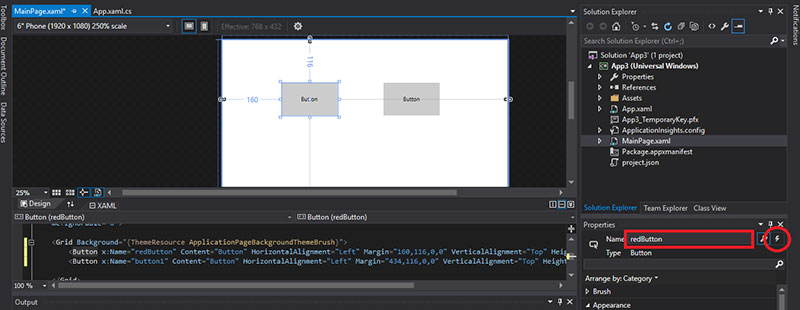 Figure 8: Click the event handler icon Figure 8: Click the event handler icon
