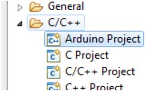 In the project wizard, select “Arduino Project” In the project wizard, select “Arduino Project”