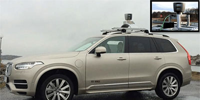 LiDAR sensor on top of a SUV