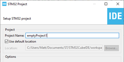 Image of Setting Up an Empty STM32CubeIDE Project