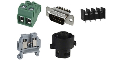 A collection of various connectors. 