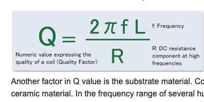 the mathematical equation for finding the q factor of an inductor Q = (2*pi*f*L) / R