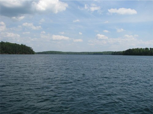 Image of View across lake (1.5 miles) looking toward slave device
