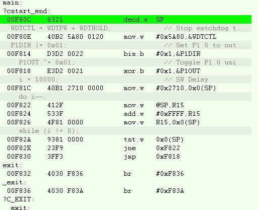 Image of IAR disassembly window