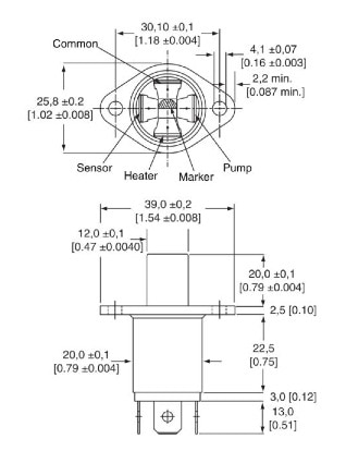 Diagram of Honeywell's KGZ-10 oxygen sensor