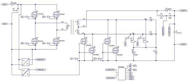 Diagram of EPC’s eGaN-based eighth-brick EPC9115 (click for full-size)